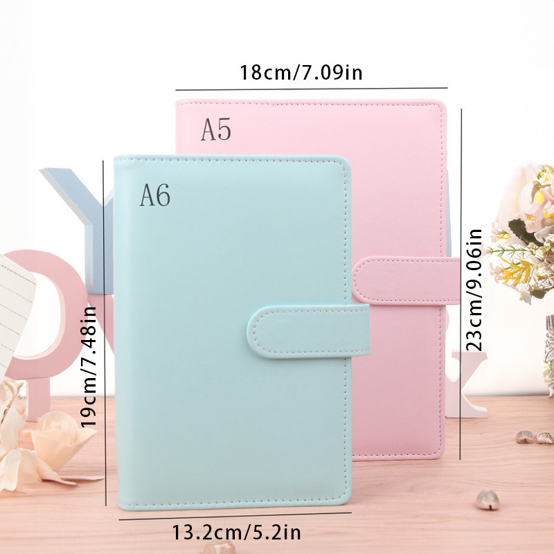 

Macaroon Color A6/A5 PU Leather DIY Binder Notebook Cover Diary Agenda Planner Paper Cover School Stationery