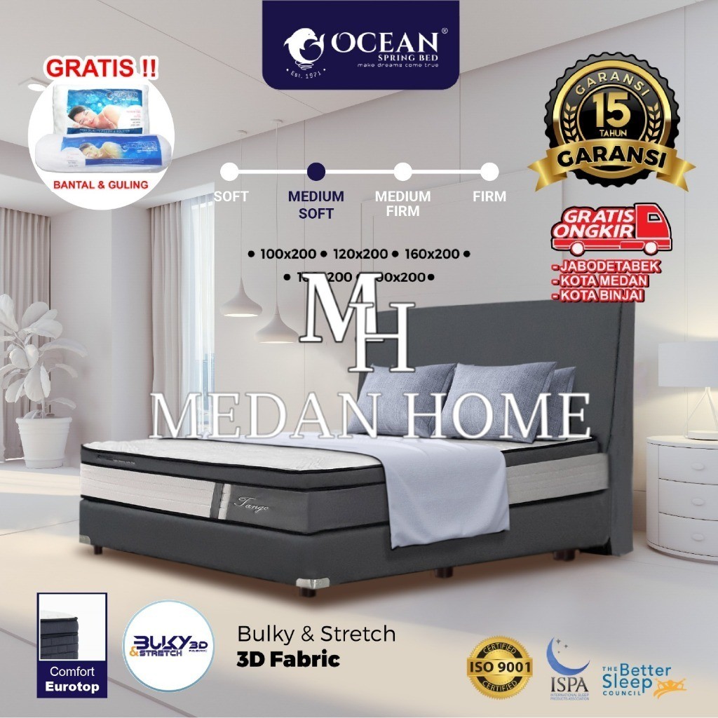 [RUMAHMEBEL88] PROMO TERMURAH Ocean springbed - Kasur Tango Kain silver  Pocket Spring Full Set