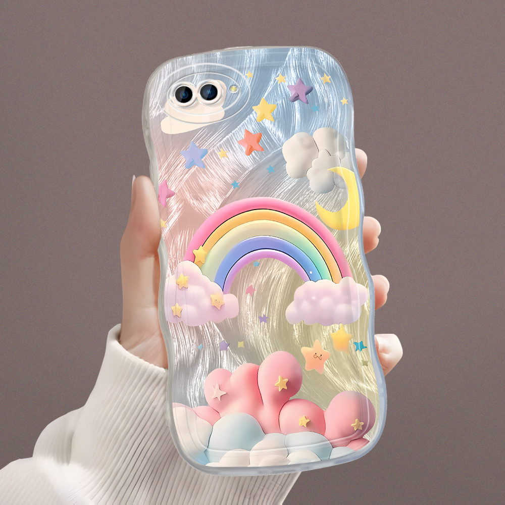 OPPO A3S A12E Hp Casing Handphone Silikon Softcase Untuk Rainbow Cloud Soft Phone Case Kesing Cassin