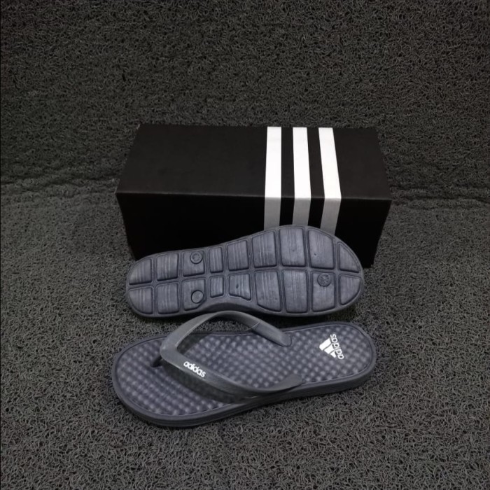 ❰PREMIUM❱ -Best Quality Sandal jepit pria Sandal Jepit Adidas Terbaru Grade Original - Abu-abu, 43