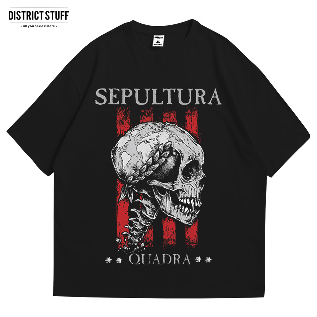 Kaos Band Sepultura Quadra Tshirt Oversize Vintage Pria Wanita