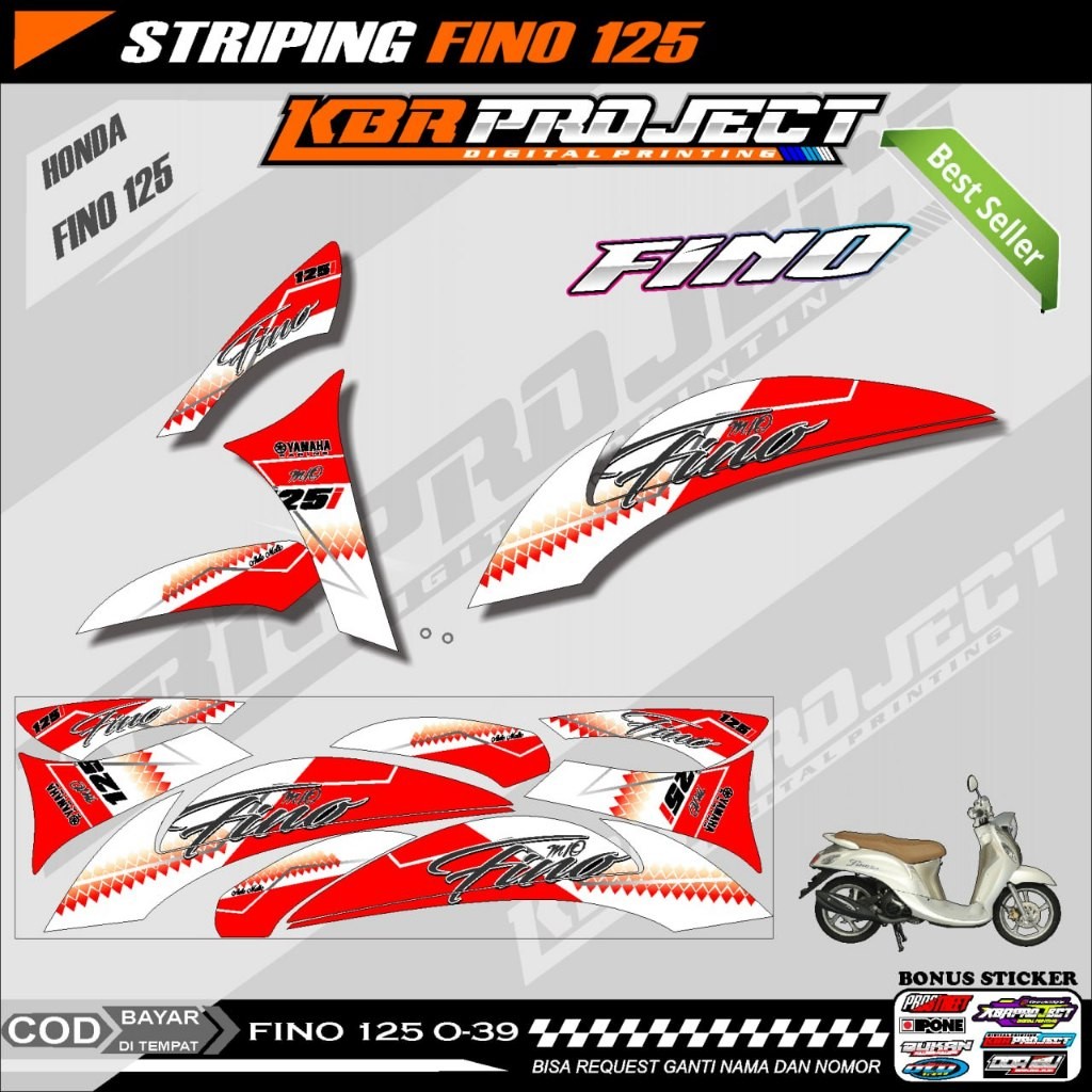 FINO 125 STIKER STRIPING PREMIUM MOTOR KEREN LIS VARIASI FINO 125 STIKER MOTOR YAMAHA DESAIN RACING