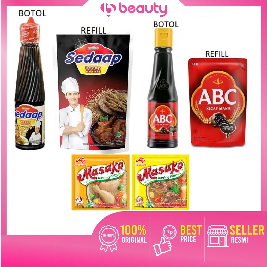 

❤ BEAUTY ❤ ABC Kecap Manis Botol / Pouch Reffil / Sedaap Kecap Manis Botol /Masako Ayam / Masako Sapi / Penyedap Rasa