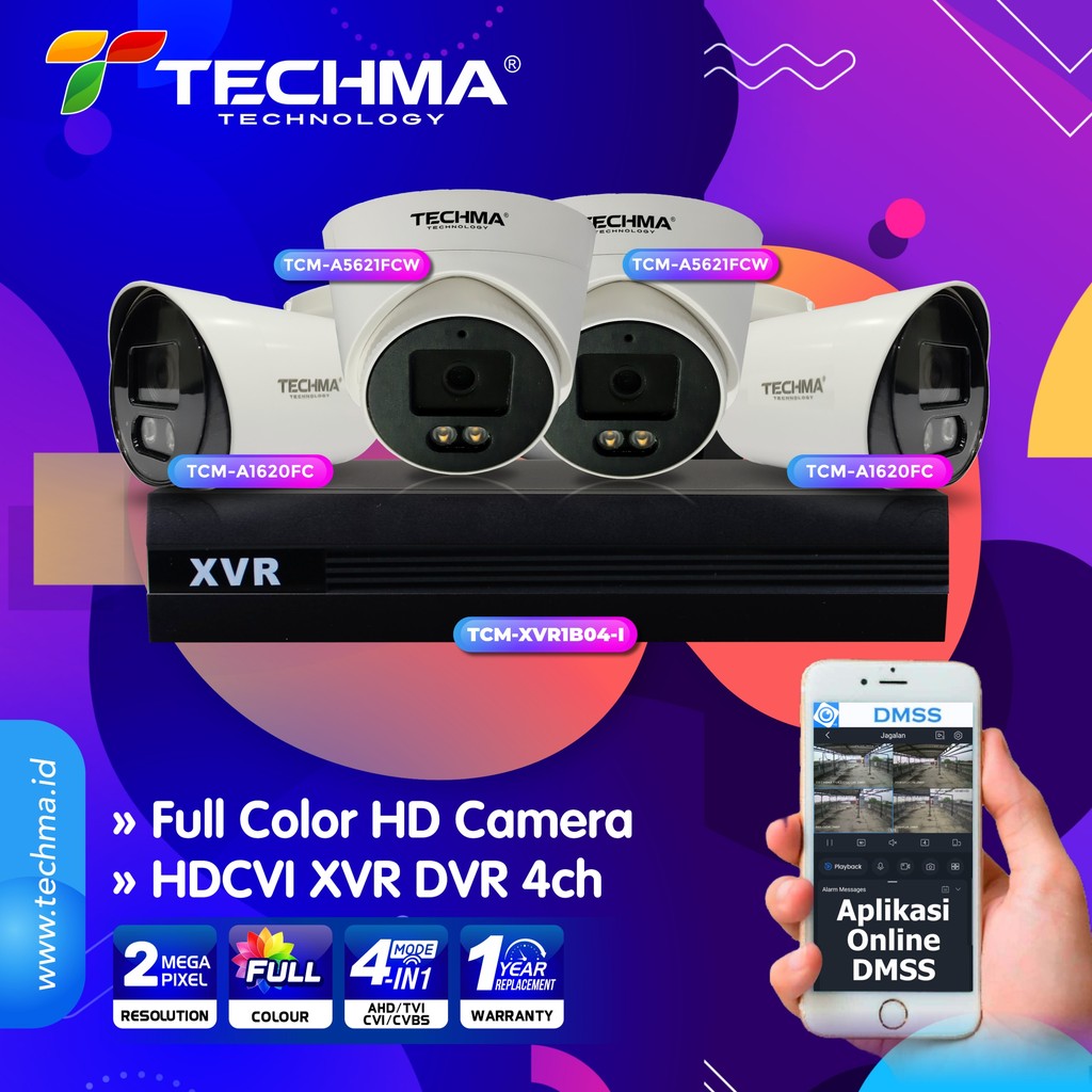 PAKET CCTV + XVR  - HDCVI XVR Digital Video Recorder 4/ 8CH + Kamera