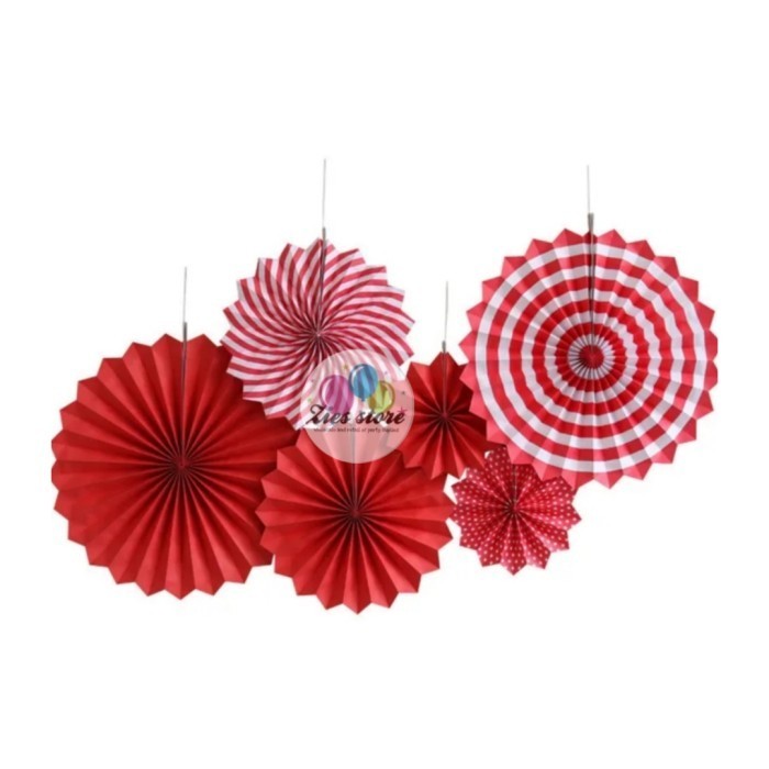 Paper fan merah set / paperfan 17 agustus  merah putih