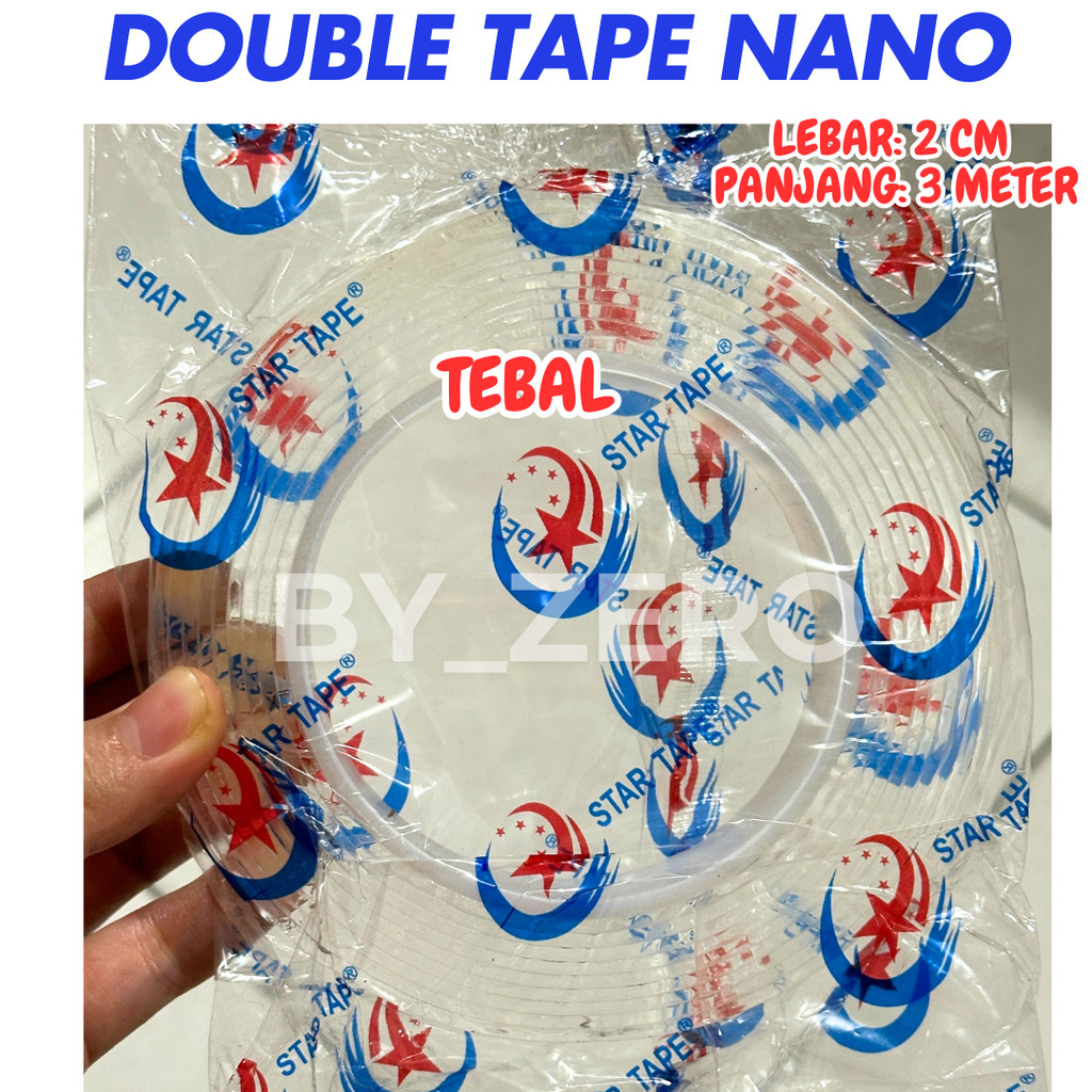 

2 CM X 3 METER DOUBLE TAPE TRANSPARAN NANO TEBAL 2MM / FLEKSIBLE LEM SUPER STAR TAPE AJAIB ISOLASI PEREKAT SERBAGUNA LAKBAN BOLAK BALIK