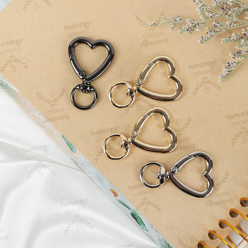 Aksesoris Tas Ring Hati (Buka Tutup) 1 cm + Cantolan D / Ring O - Aksesoris Tas (IMPORT)