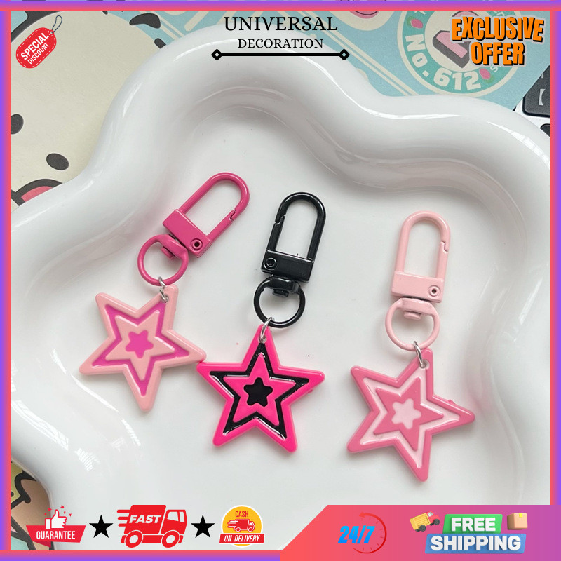 UD - GANTUNGAN KUNCI BINTANG Y2K KOREA GAYA WARNA-WARNI / LIONTIN KEYCHAIN TAS SEKOLAH KARAKTER STEV