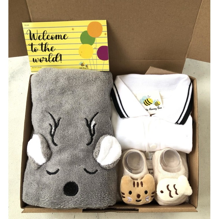 

[Best Seller] Hampers bayi newborn cewek cowok girl boy little palmerhaus gift baby - Paket A, Box coklat+pita