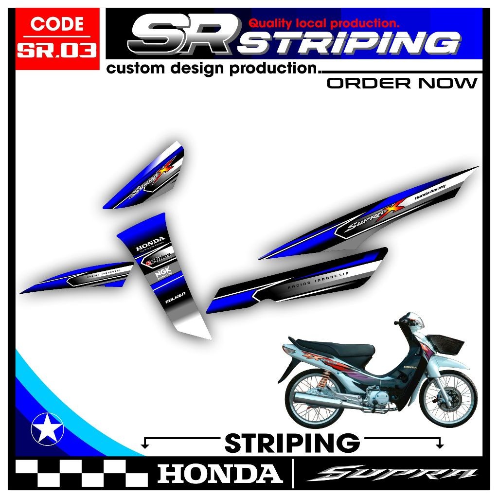 Stiker Motor Striping Supra Lama 100/Old,, Supra X, Supra Fit Lama Premium Racing