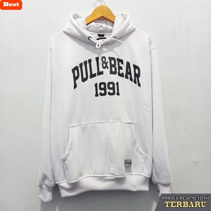 hoodie pria keren jaket sweater pull and bear hodie putih murah jumper-hoodie pria - Putih, L
