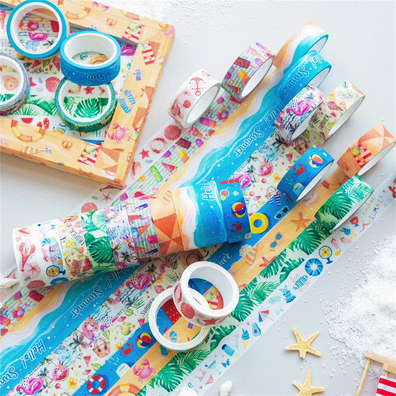 

10 pcs/pack Summer Beach Swimming Cool Washi Tape Set Scrapbooking Diy Masking Tape Diary Journal School Supply Stationery