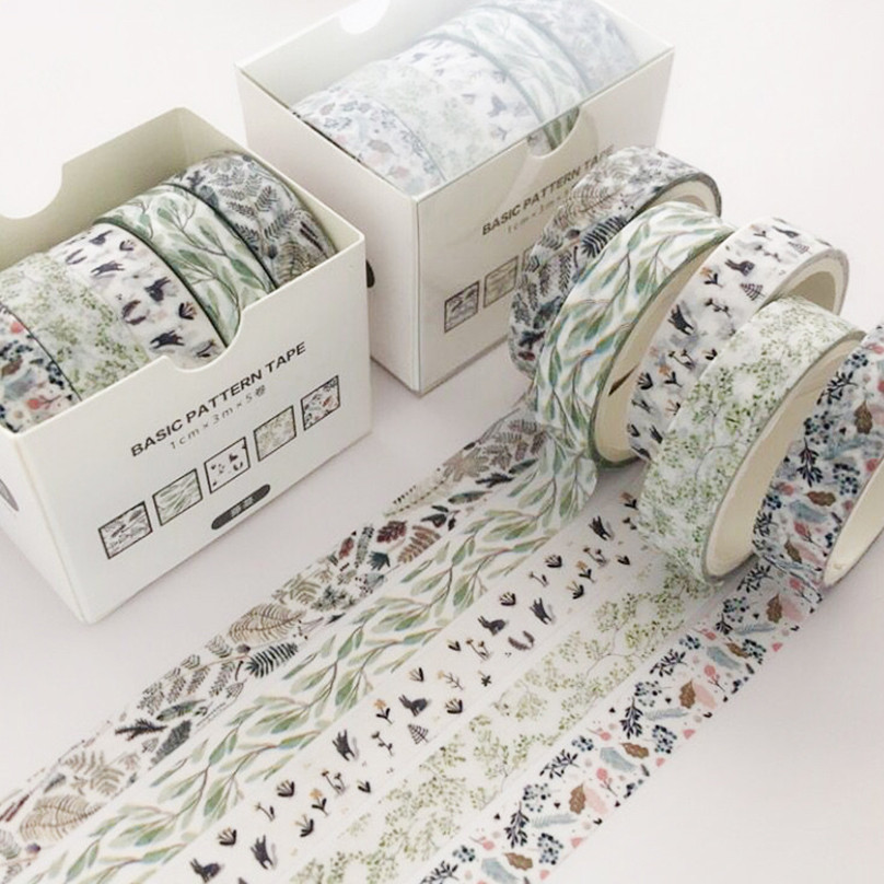 

5rolls Washi Tape Set Decorative Tape Japanese Stationery Flower Basic Washitape 3m Sakura Adhesive Scrapbooking Masking Tape