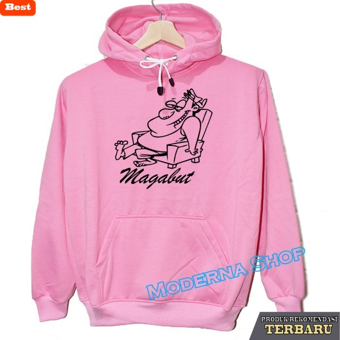 hoodie pria keren Jaket Hoodie Jumper Sablon MAGABUT Pria dan Wanita Distro - PINK, M