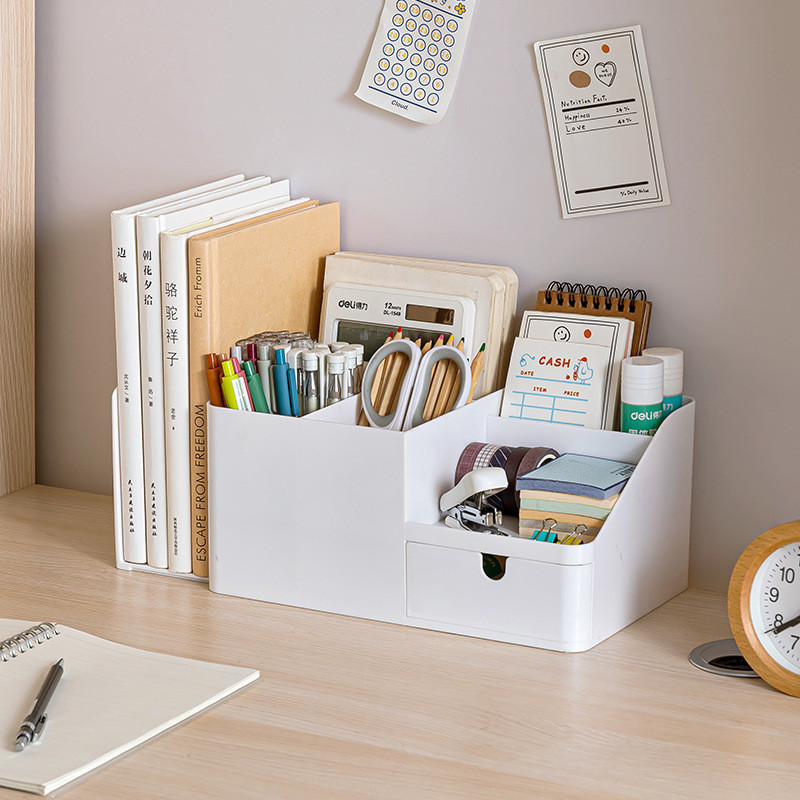 

Sharkbang ABS Desk Office Organizer Storage Holder Desktop Pencil Pen Sundries Badge Box Stationery Office School Supplies