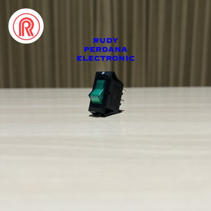 O99 SWITCH ROCKER SAKLAR ON OFF 3 PIN KOTAK GEPENG TIPIS 15A 250V 125V LED - Hijau