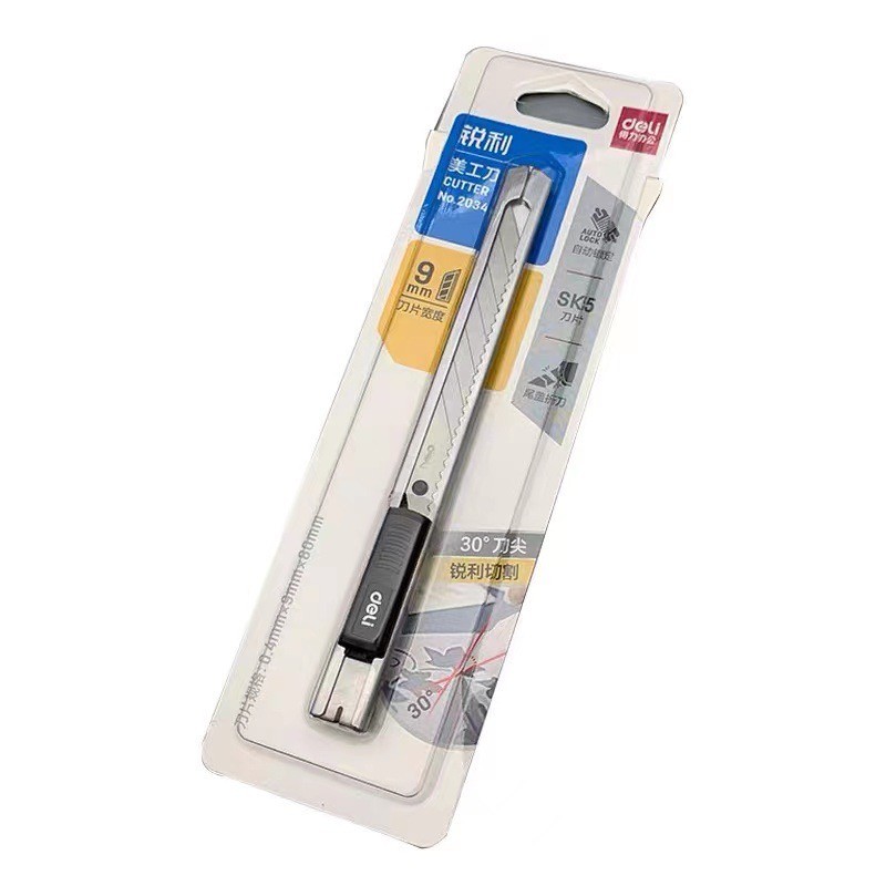 

100pcs Deli 2034 Utility knife Metal Art Supplies Blade Stainless Steel Paper And Office Knife Diy Art Cutter Knife