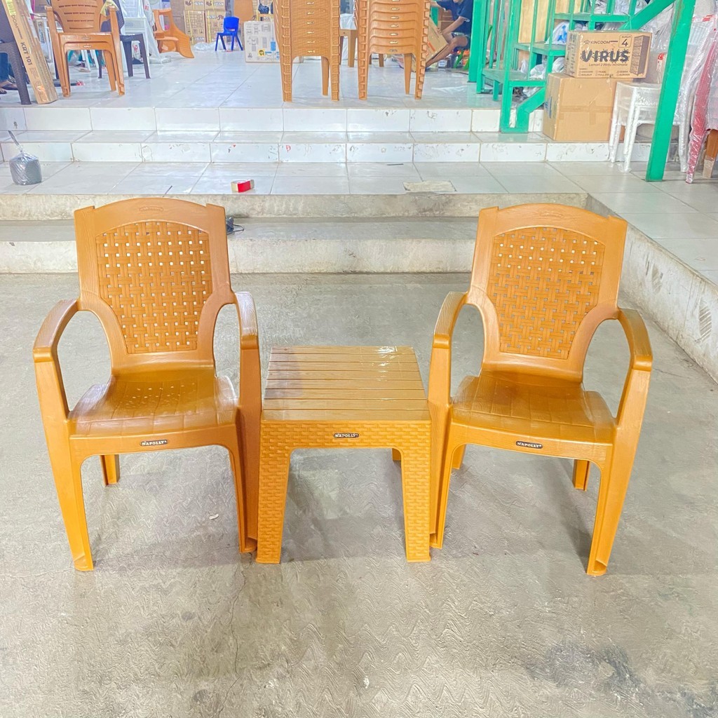 1 Set 2 Kursi BK 632P + MAPAN 45  - 1SET Kursi Santai Napolly 632 P / Kursi Santai Plastik / Kursi T