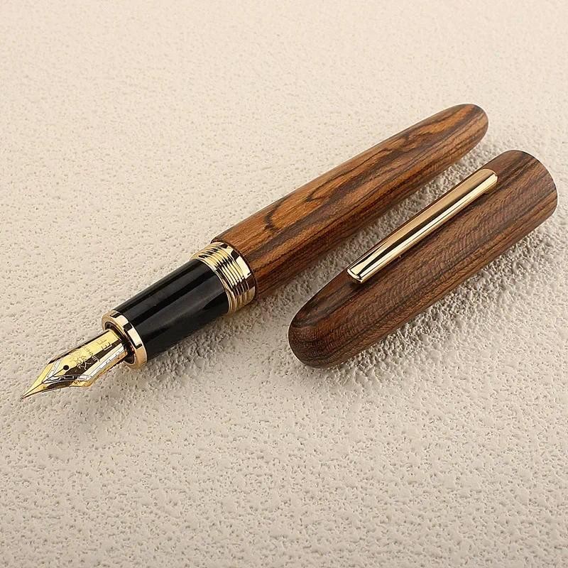 Jinhao 9056 Natural Wood Fountain Pen Handmade EF/M/F Nib Ink Pen with Converter School Office Suppl