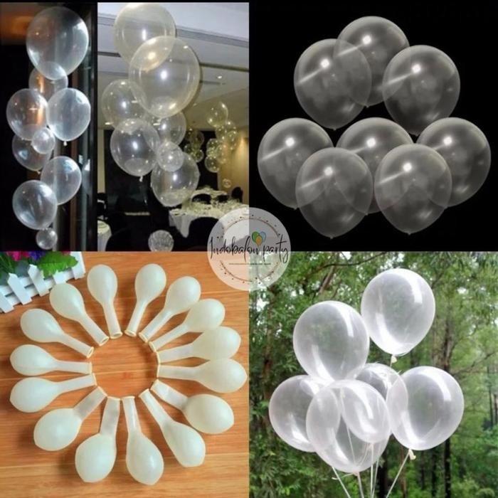 PACK ISI 100 Balon latex transparant / balon latek bening 12 inch