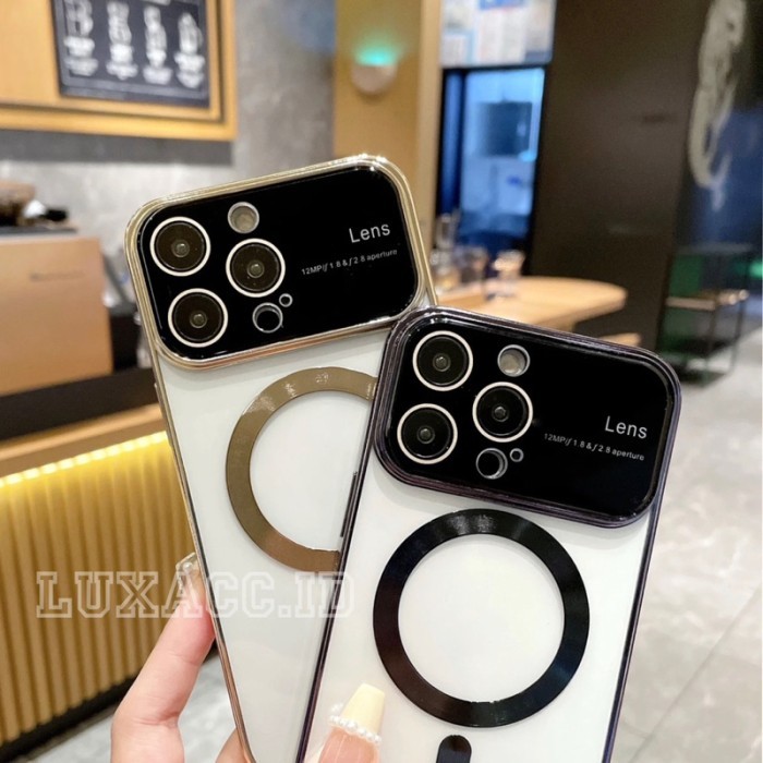 Casing Metalic Lens Magsafe Case iPhone 11 Pro Max 12 Pro Max 13 Pro Max 14 Pro Max - MP - DeepPurpl