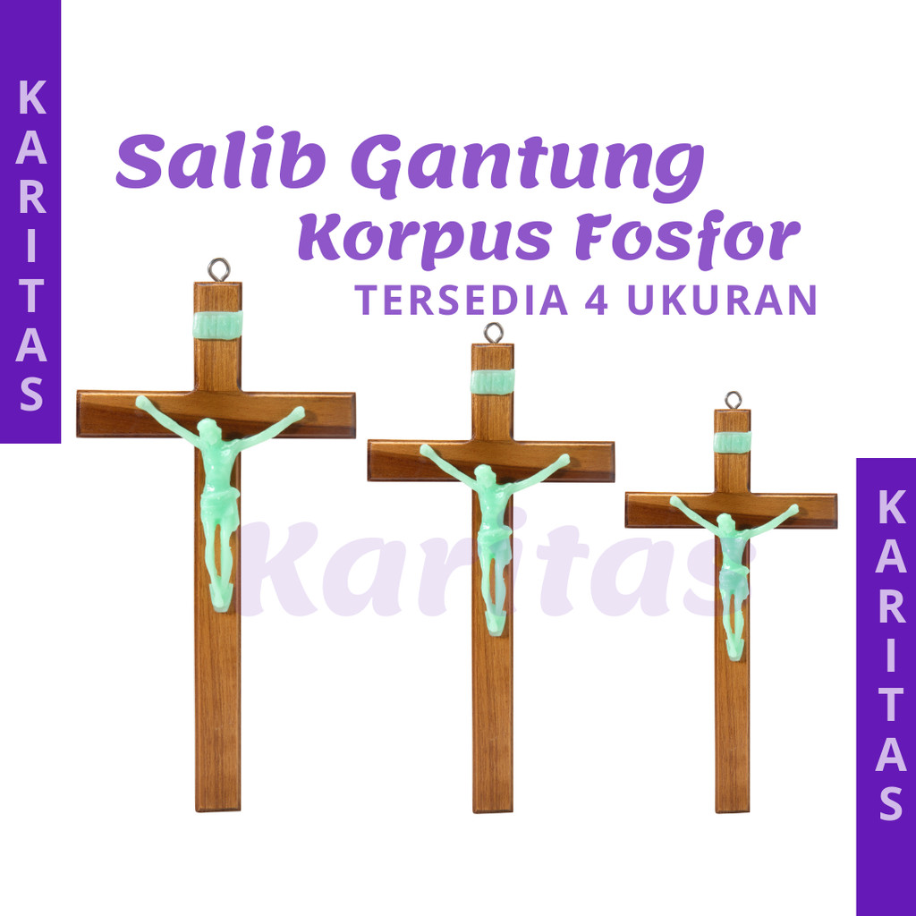 SALIB GANTUNG KORPUS FOSFOR / SALIB DINDING KATOLIK / SALIB FOSFOR / PAJANGAN DINDING KATOLIK