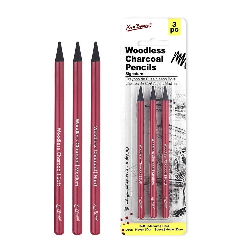 

Professional Woodless Graphite Sketching Pencils Set 3 Pack (Soft Medium Hard) Charcoal Drawing Pencils for Art Students Artists