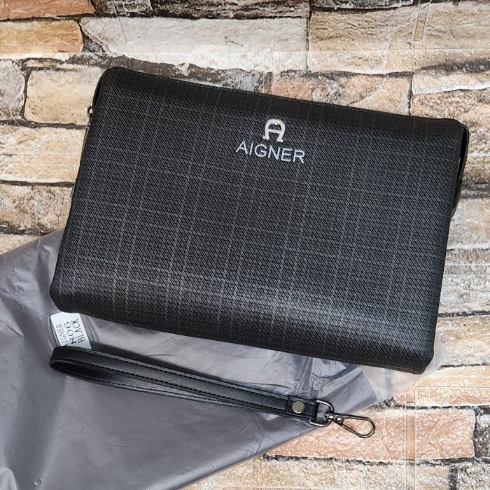 "R.V.Shop" - READY STOCK tas Clutch Aigner +AAA Tas Tangan Pria Wanita Model Lock Sandi Mirror Impor