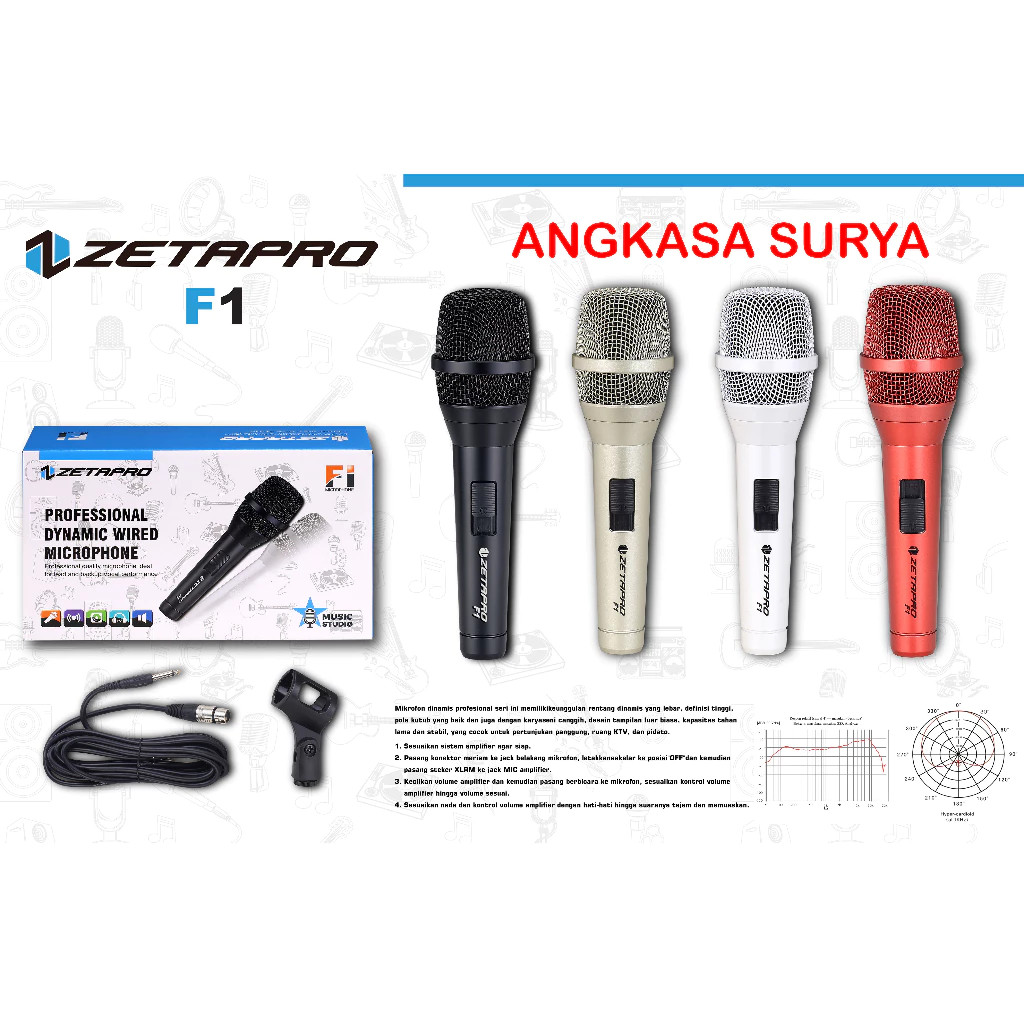 Mic Kabel ZETAPRO F1 / F-1 Original / Microphone Cable Zetapro F 1 Body Besi