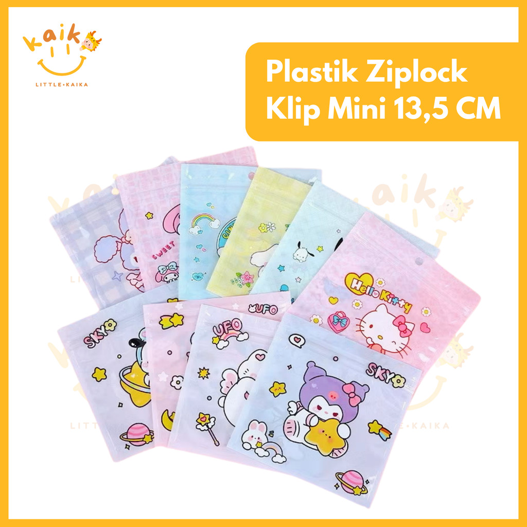 

LITTLE KAIKA | GB15 Plastik Ziplok Plastik Mini Serbaguna Plastik Kemasan Mini 13.5cm Plastik Klip Serbaguna Kemasan Permen Kue Dengan Penutup Zip Lock Tas Cookie Mini Gambar Karakter Ziplock Estetik Lucu