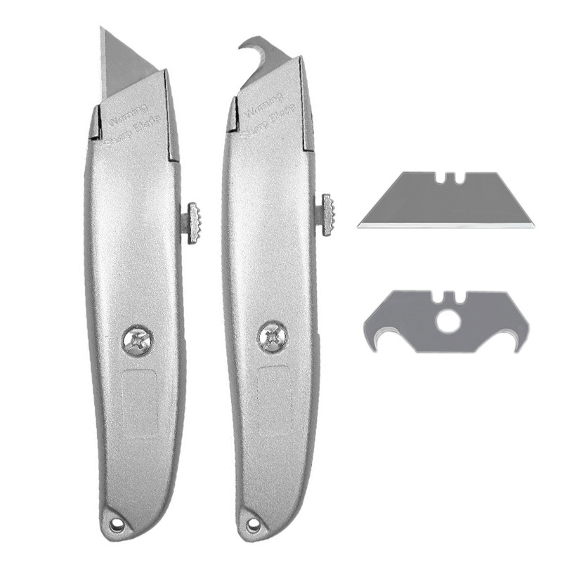 

​Aluminum Alloy Retractable Box Cutter Utility Knife, Ergonomic Grip Handle, Sharp Carbon Steel Blades Opener,Auto Lock