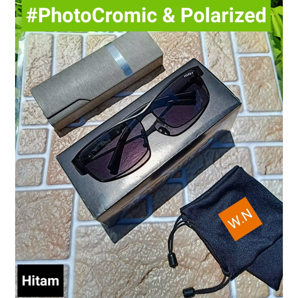 Termurah.. Kacamata Hitam Sunglasses Fashion Pria Police Photocromic Polarized Kacamata Pria Keren /