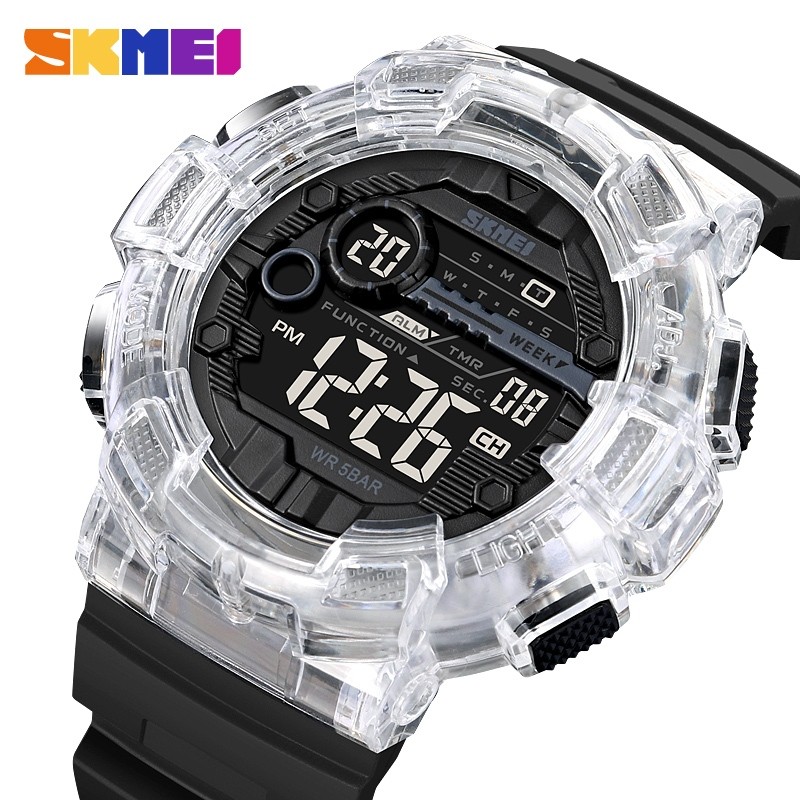 Spesial Jam Tangan Pria Digital Skmei 2110  WHITE Water Resist 30M