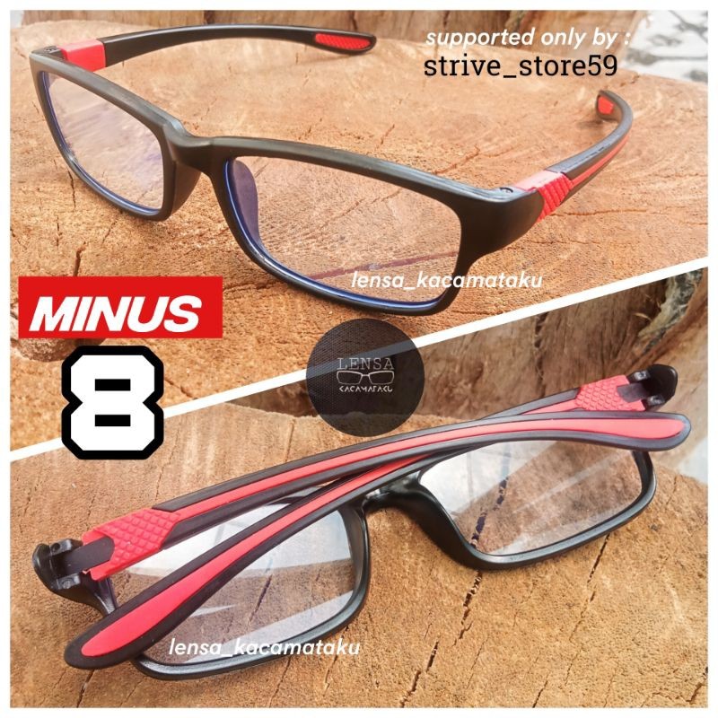 Kacamata Sporty Pria Wanita Elastis Lentur Ringan Minus 7 8