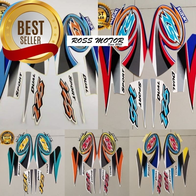 COD - Striping stiker polet motor suzuki ts 125 ts125 2004 2005 biru putih list body standar    Stic