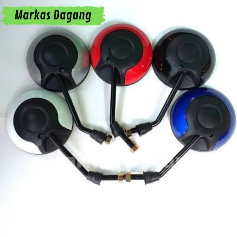 Spion Motor Batok Bulat Warna Motor Honda Scoopy Genio Tangkai Hitam Universal Honda