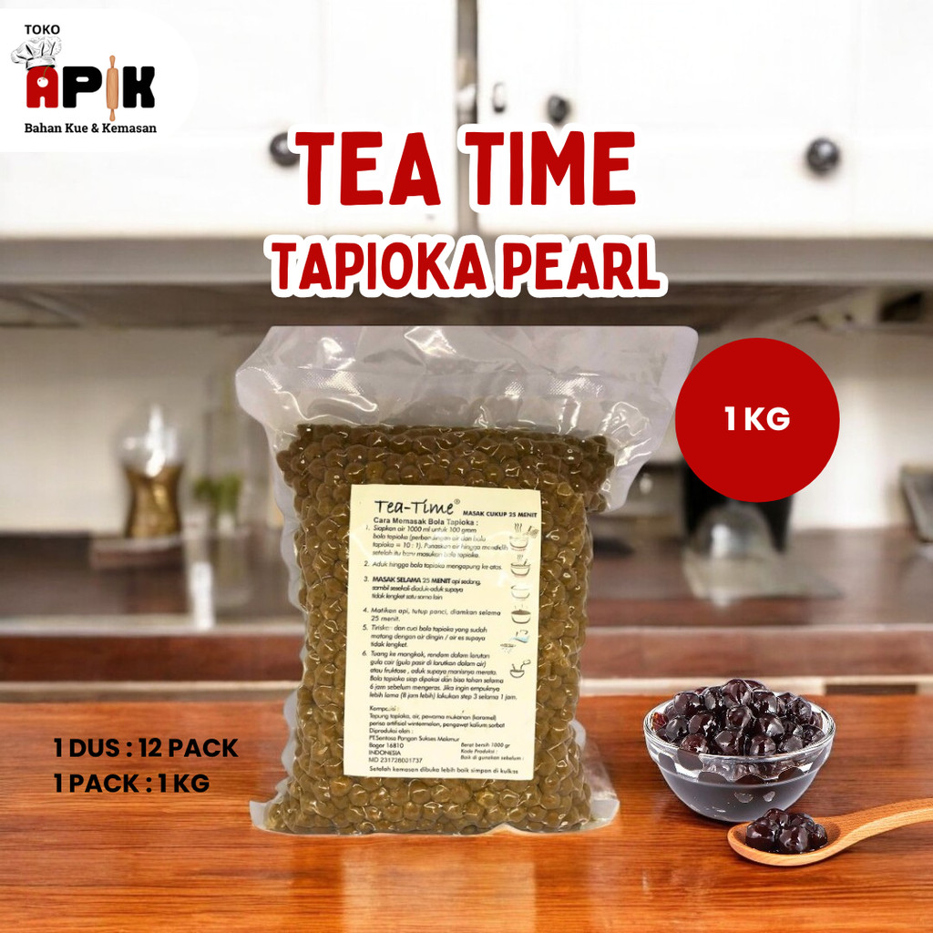 

Tea Time Tapioka Pearl 1 Kg / Boba Kenyal untuk Minuman Kekinian
