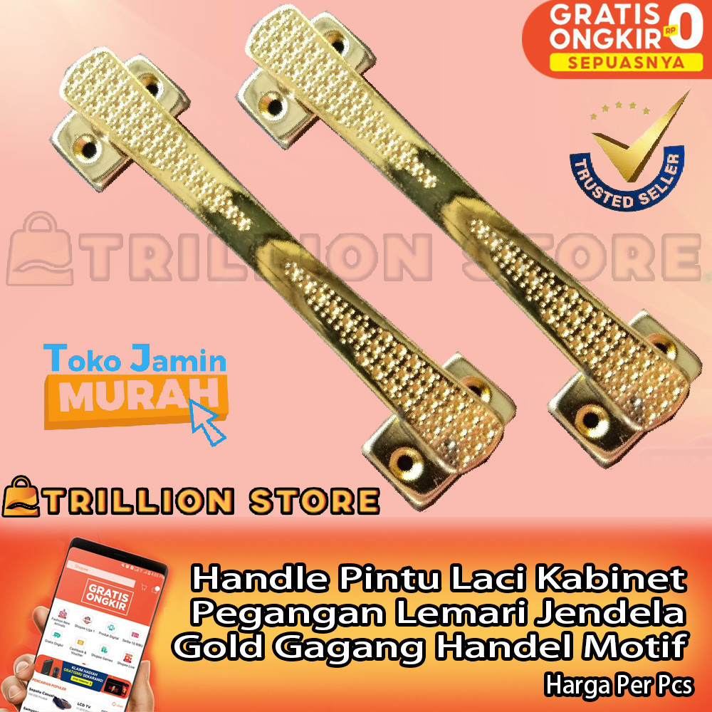 Handle Pintu Laci Tarikan Kabinet Pegangan Lemari Jendela Gold Gagang Hendel Handel Tarik Almari Mod