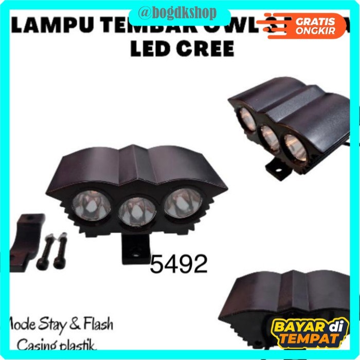 LAMPU SOROT OWL 3 MATA LED 12V 3 MODE/LAMPU TEMBAK 3 MATA SUPER TERANG - 5492- yellow
