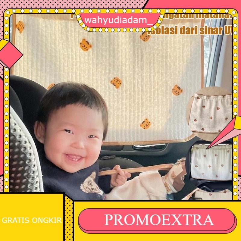 Tirai Mobil Sun Screen Bayi Anti UV Portable Car CurtainGorden Penutup Jendela Mobil Karakter Lucu  