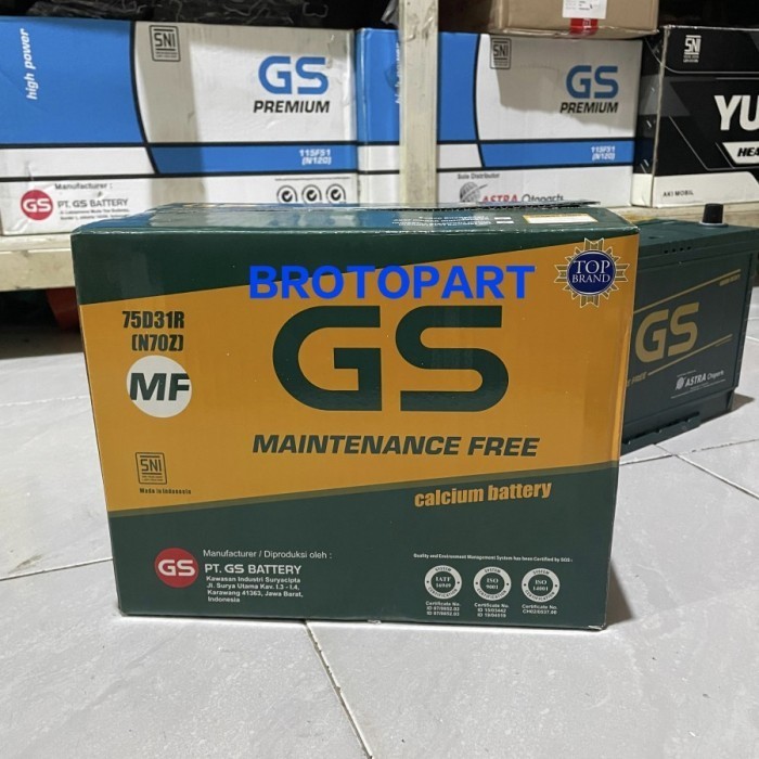 Aki Mobil GS ASTRA N70Z 75D31R MF Aki kering 75Ah ORIGINAL ASTRA