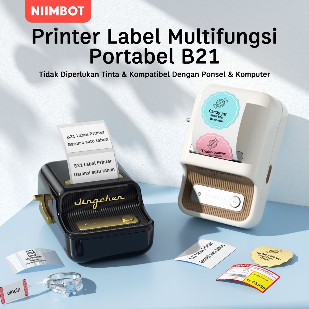

NIIMBOT B21 B1 Pencetak Label Termal, Printer Label Portabel Bluetooth Tanpa Tinta dengan