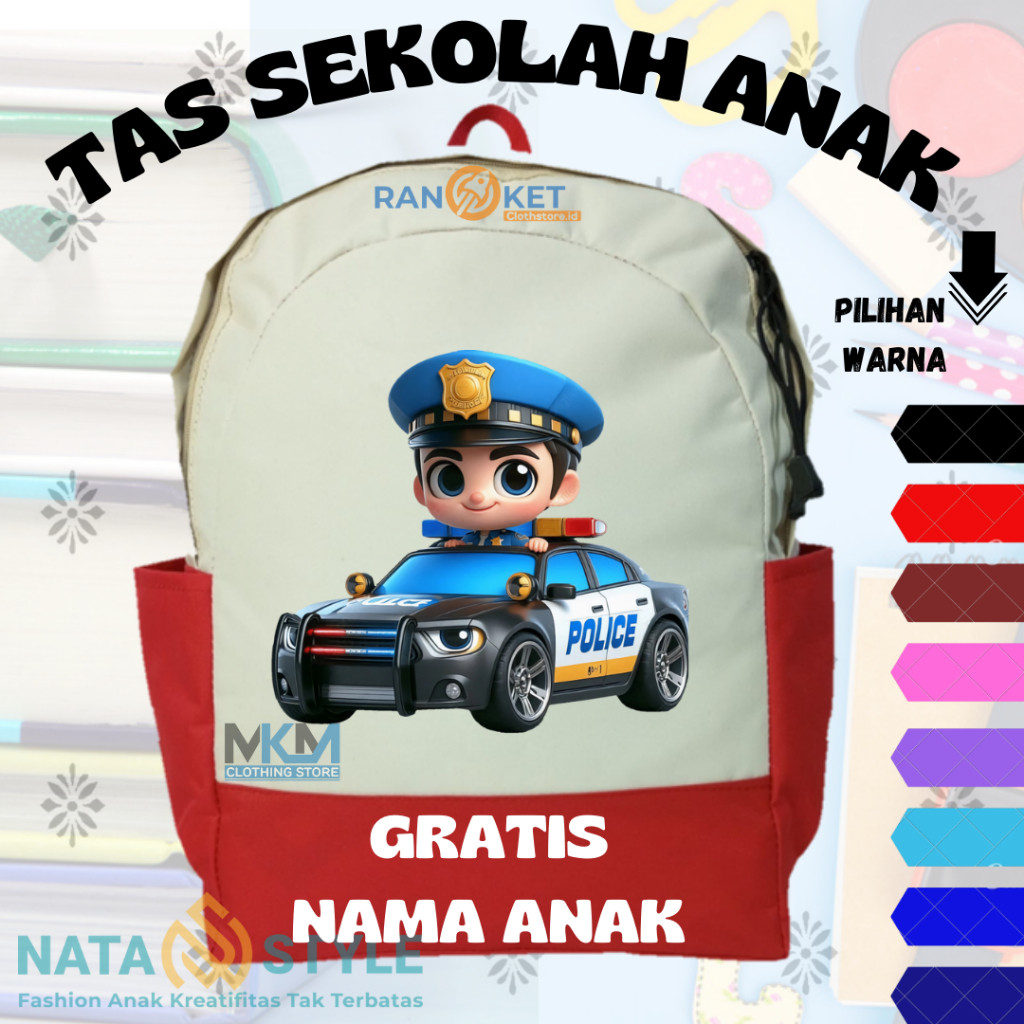 Tas Anak Profesi Polisi/Police I Tas Sekolah Anak Profesi Polisi/Police  {FREE CETAK NAMA} COD