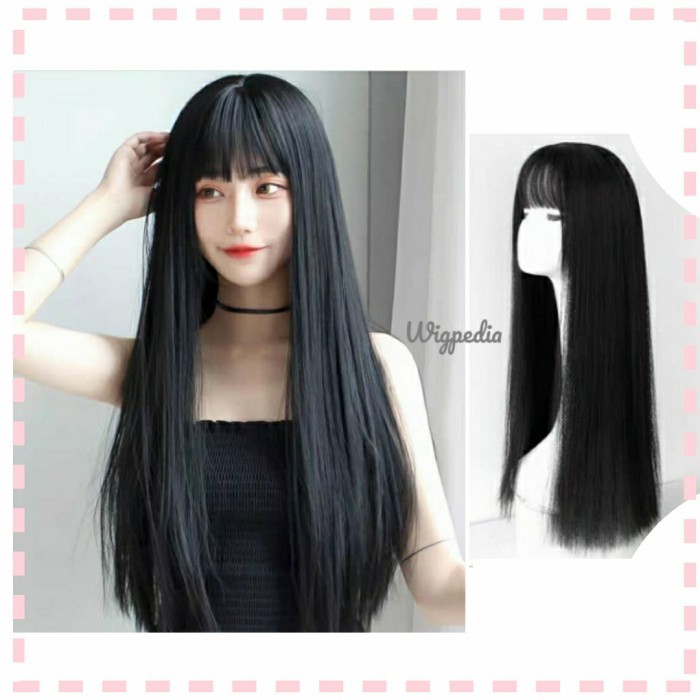Wig Wanita Wig Hitam Wig Panjang Wig Smoothing Wig Lurus Wig Korea Ori