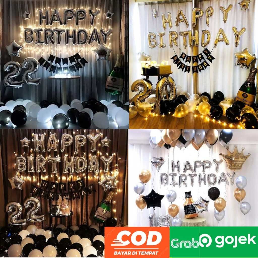 PAKET BACKDROP BANNER SET DEKORASI BALON ULANG TAHUN TEMA DEWASA