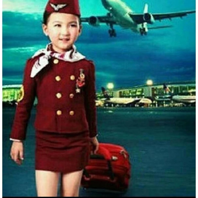 Terlaris Baju Profesi Anak Pramugari/Kostum Karnaval Perempuan Pramugari/Setelan Pramugari Lengkap
