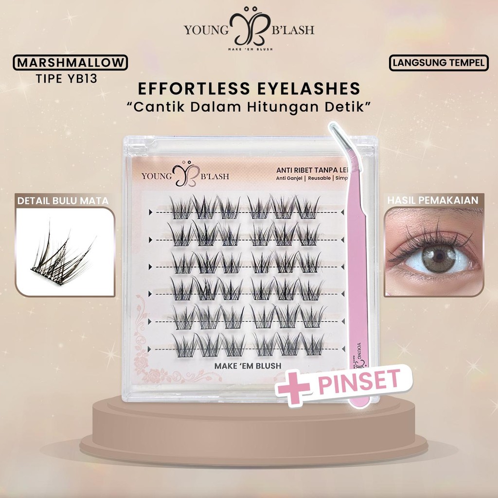 LANGSUNG TEMPEL YB13 Marshmallow young blash Eyelash Extension Bulu Mata PINSET Bulumata TANPA LEM