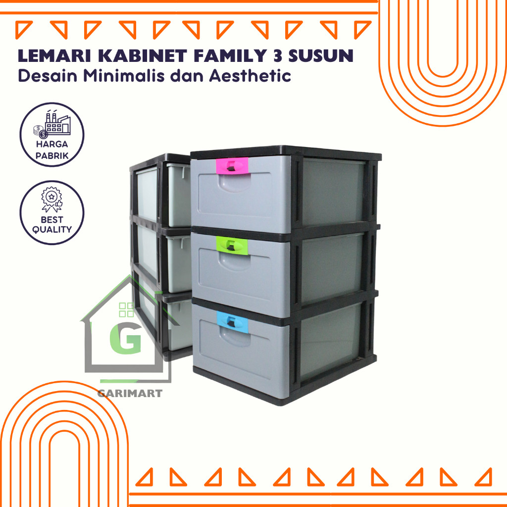 Lemari Kabinet Plastik Family Susun 3 Minimalis Serbaguna Terlaris