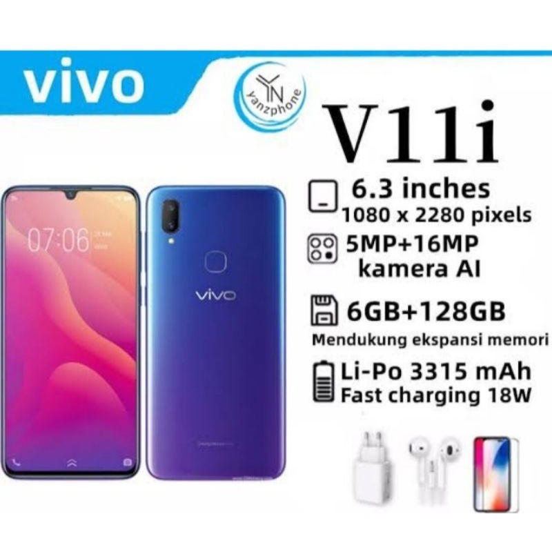 VIVO V11i RAM 8 GB/ 256 GB HP Layar Super AMOLED FINGERPRINT SENSOR HP MURAH BERGARANSI 1 Tahun Batt