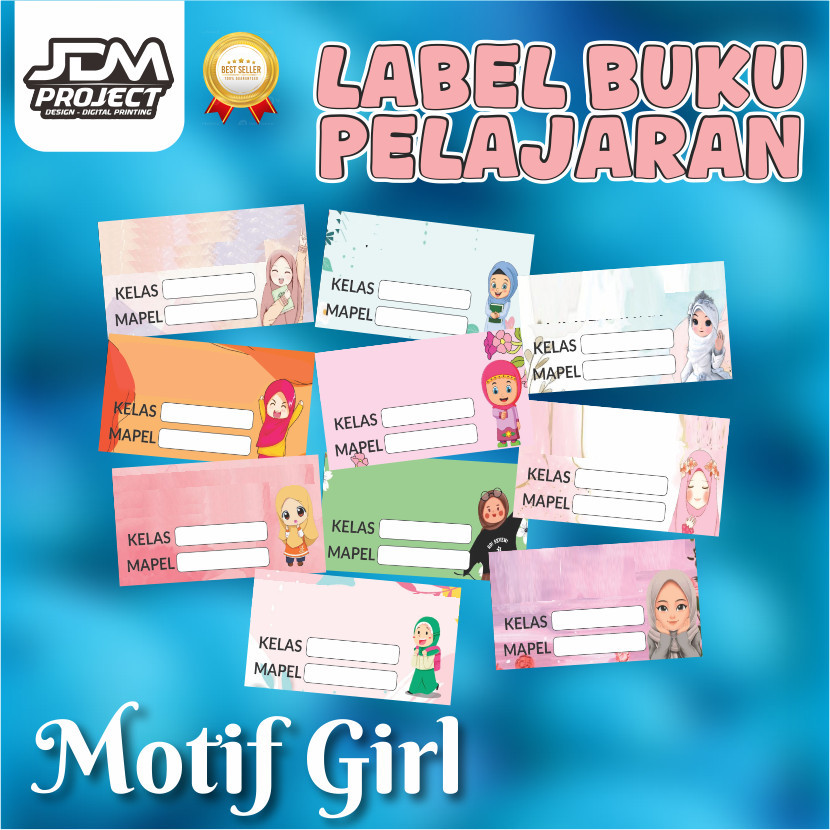 

CETAK KILAT - Sticker label buku pelajaran Custom Nama Sekolah Tema Cewek Muslim Girl 20pcs